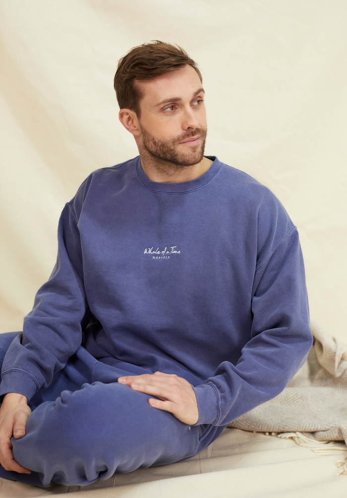 Signature Men's Sweatshirt - Stonewashed Navy - Whale Of A Time Clothing