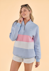 Suffolk Women's Quarter Zip Sweatshirt - Blue - Whale Of A Time Clothing