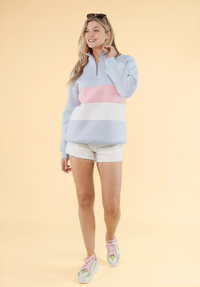 Suffolk Women's Quarter Zip Sweatshirt - Blue - Whale Of A Time Clothing