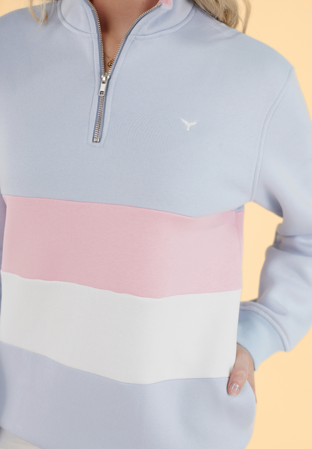 Suffolk Women's Quarter Zip Sweatshirt - Blue - Whale Of A Time Clothing