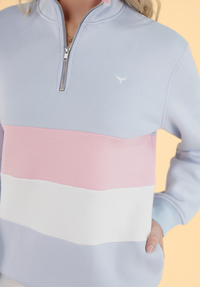 Suffolk Women's Quarter Zip Sweatshirt - Blue - Whale Of A Time Clothing