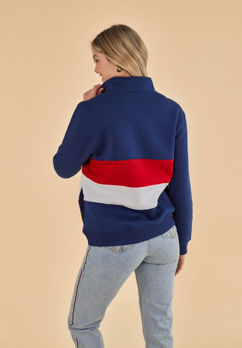 Suffolk Women's Quarter Zip Sweatshirt - Navy - Whale Of A Time Clothing