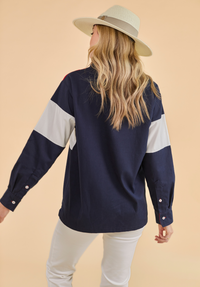 Torbay Women's Deck Shirt - Red/Navy - Whale Of A Time Clothing