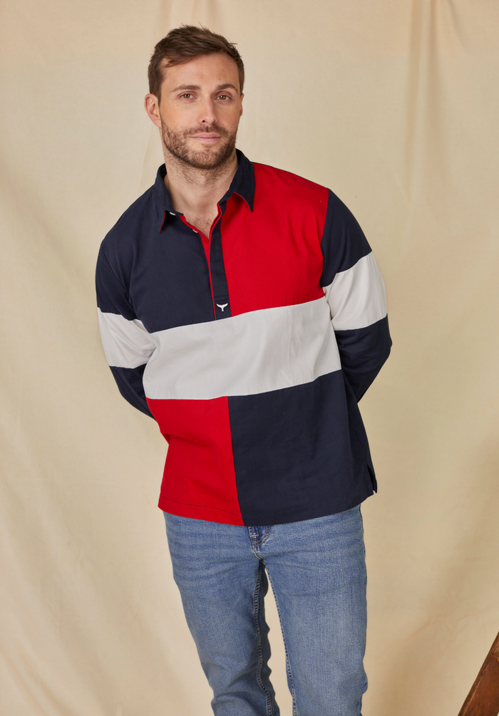 Torbay Men's Deck Shirt - Red/Navy - Whale Of A Time Clothing