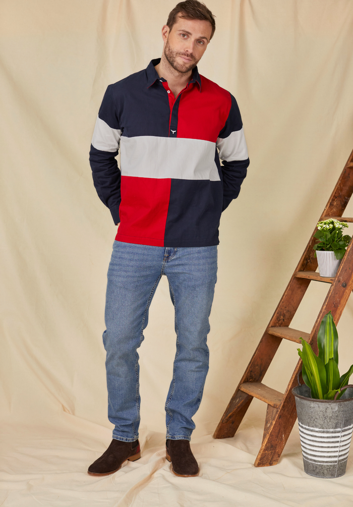Torbay Men's Deck Shirt - Red/Navy - Whale Of A Time Clothing