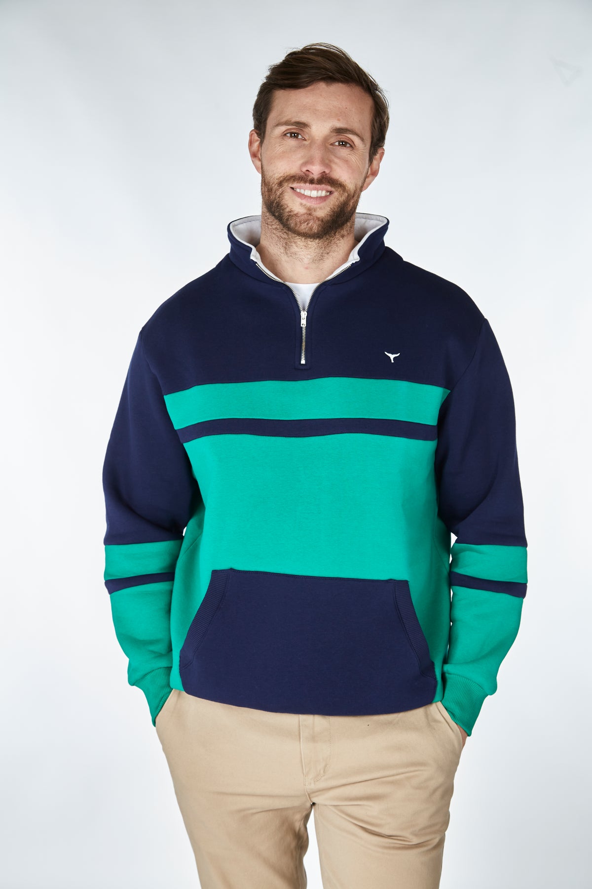 Torpoint Unisex Quarter Zip Sweatshirt - Navy - Whale Of A Time Clothing