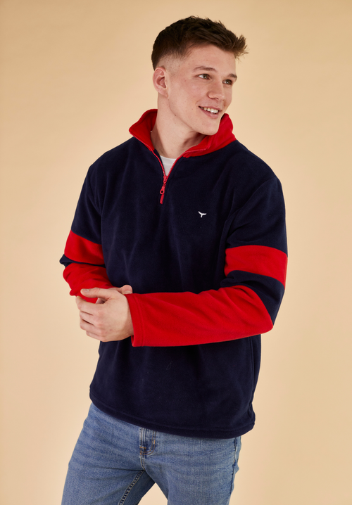 Weybourne Men's Fleece Quarter Zip - Navy - Whale Of A Time Clothing