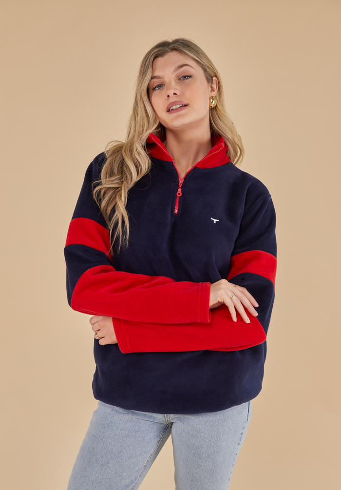 Weybourne Women's Fleece Quarter Zip - Navy - Whale Of A Time Clothing