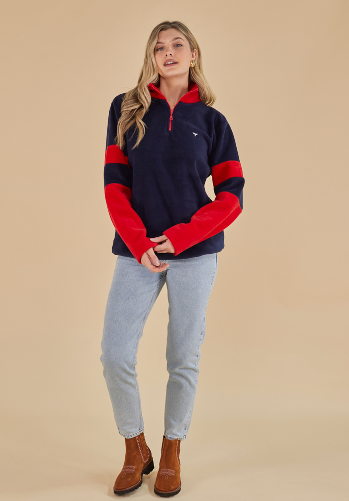 Weybourne Women's Fleece Quarter Zip - Navy - Whale Of A Time Clothing