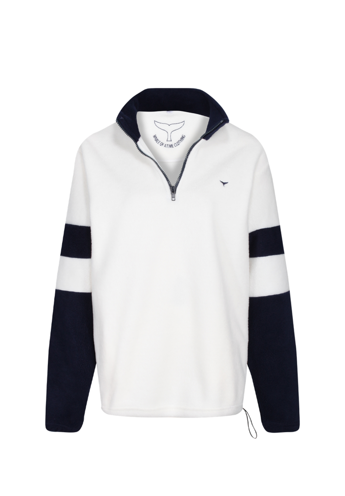 Weybourne Unisex Quarter Zip Fleece S - White/Navy #595
