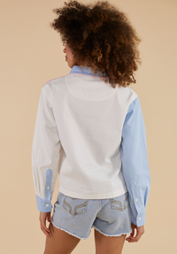 Whitecliff Cropped Women's Deck Shirt - White/Pink - Whale Of A Time Clothing