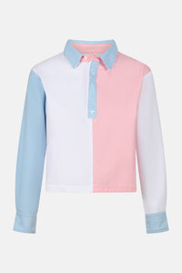 Whitecliff Cropped Deck Shirt - White/Pink - Whale Of A Time Clothing