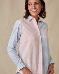 Banbury Women's Linen Shirt - Blue/Pink
