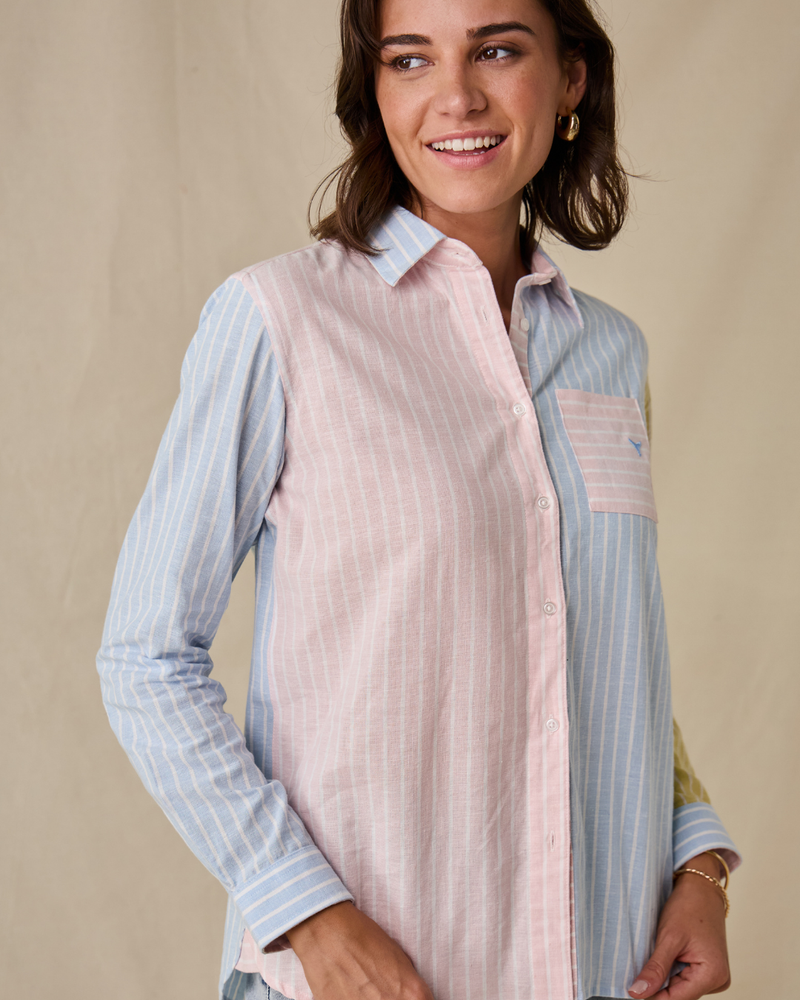 Banbury Women's Linen Shirt - Blue/Pink