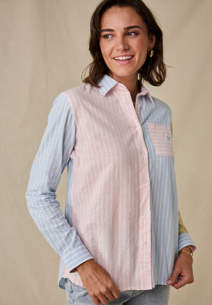 Banbury Women's Linen Shirt - Blue/Pink