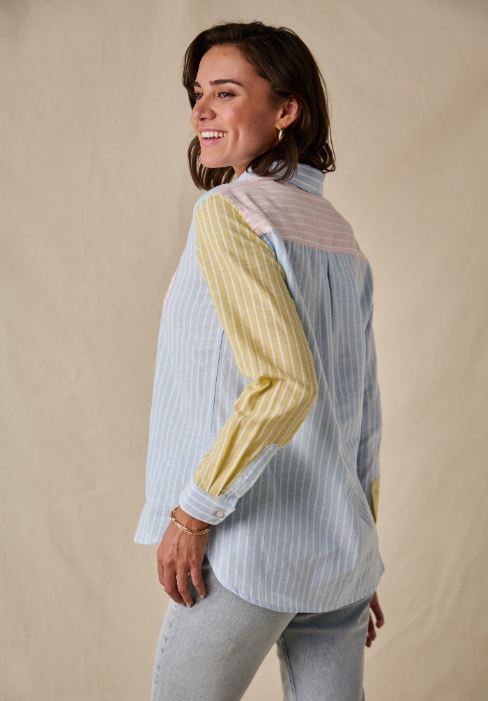 Banbury Women's Linen Shirt - Blue/Pink