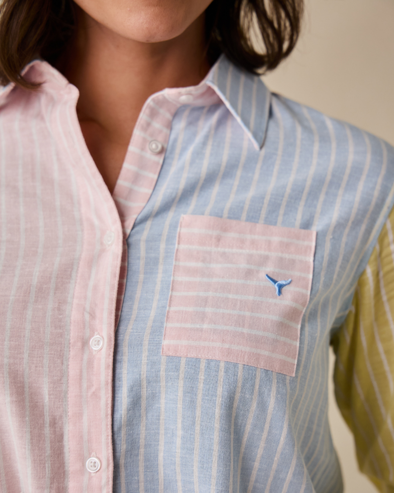 Banbury Women's Linen Shirt - Blue/Pink