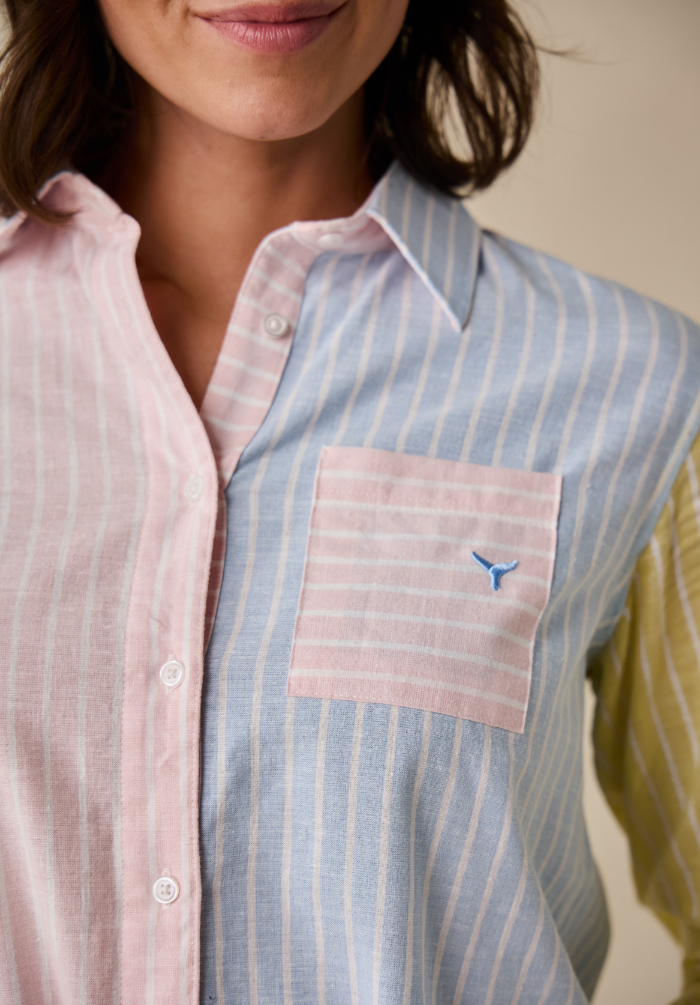 Banbury Women's Linen Shirt - Blue/Pink