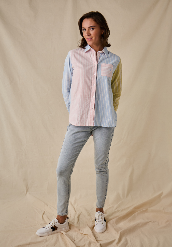 Banbury Women's Linen Shirt - Blue/Pink