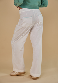 Oban Women's Linen Trousers - Ecru/Mint