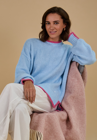 Rockingham Women's Jumper - Blue/Pink - Whale Of A Time Clothing