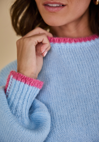 Rockingham Women's Jumper - Blue/Pink - Whale Of A Time Clothing