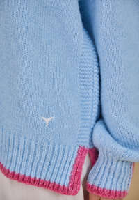Rockingham Women's Jumper - Blue/Pink - Whale Of A Time Clothing