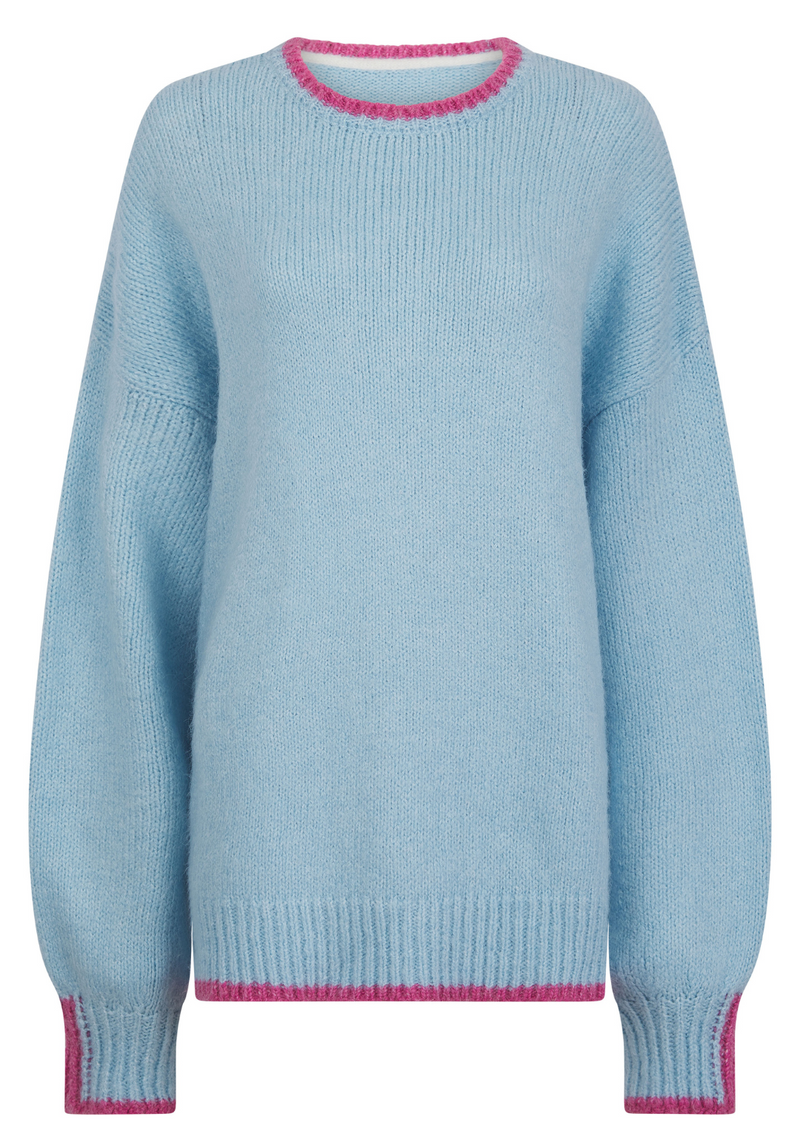 Rockingham Women's Jumper - Blue/Pink - Whale Of A Time Clothing
