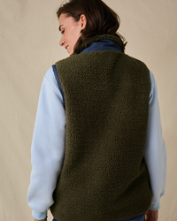 Highland Women's Sherpa Gilet - Olive/Blue