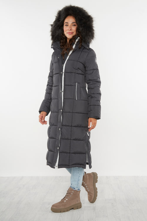 Chatsworth Longline Puffer Coat - Charcoal - Whale Of A Time Clothing