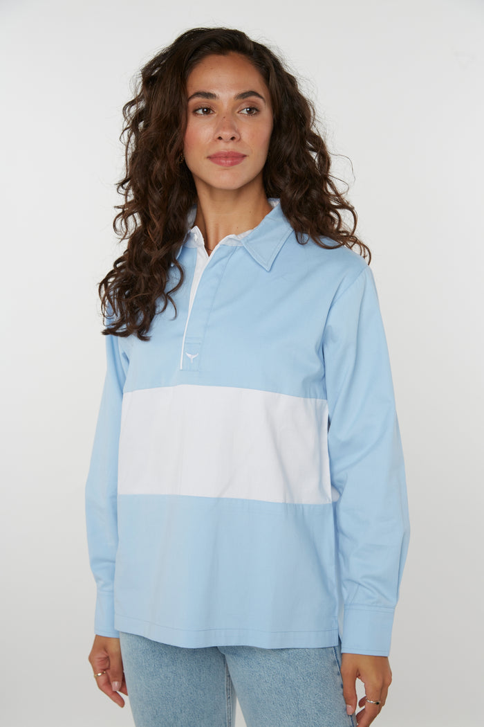 Padstow Unisex Deck Shirt - Blue - Whale Of A Time Clothing