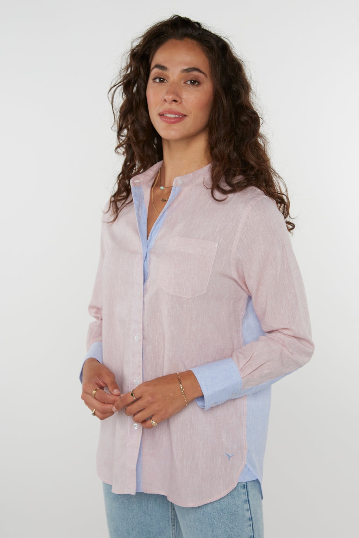 Stamford Linen Shirt - Pink/Blue - Whale Of A Time Clothing