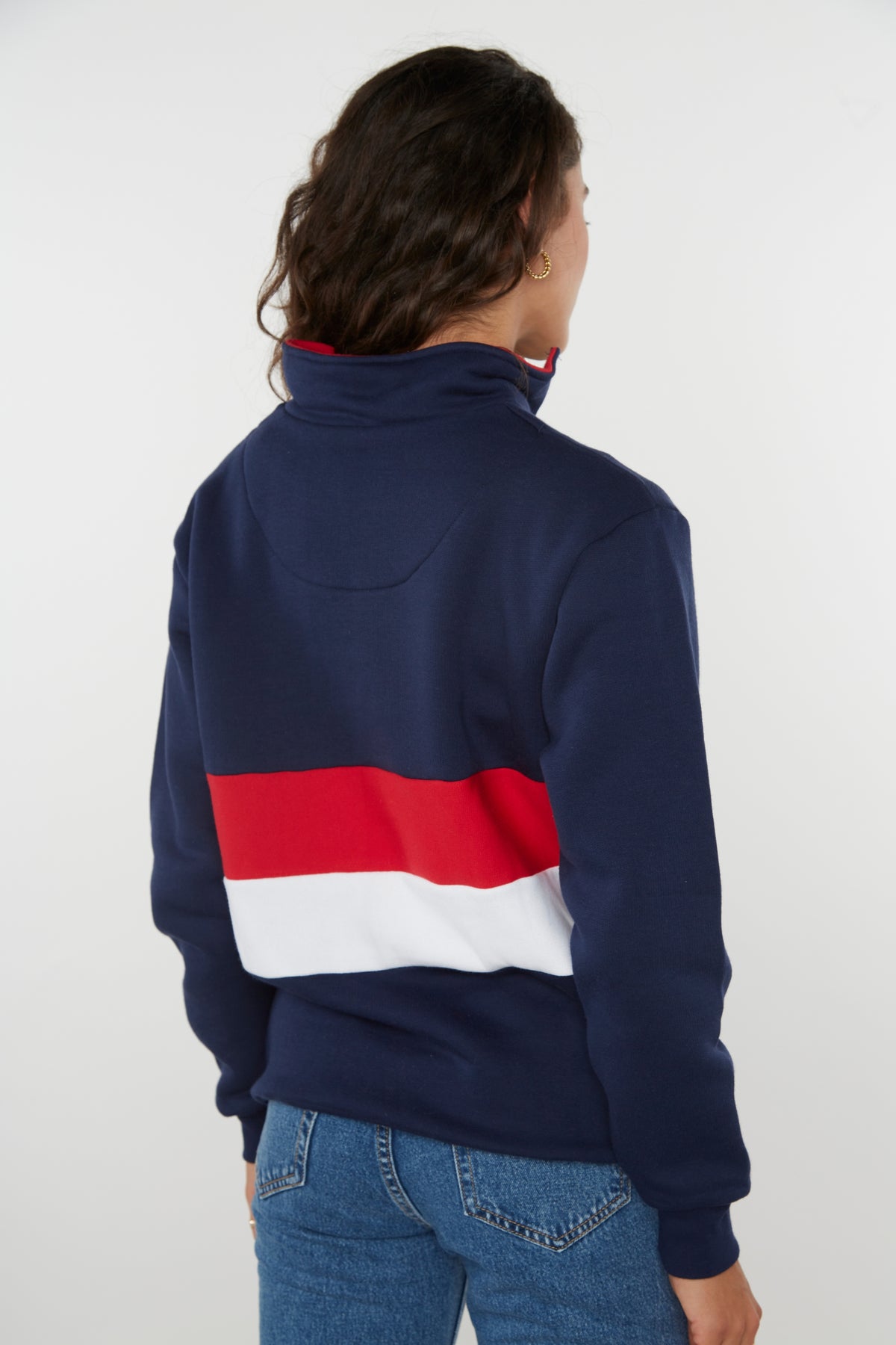 Suffolk Unisex Quarter Zip Sweatshirt - Navy - Whale Of A Time Clothing
