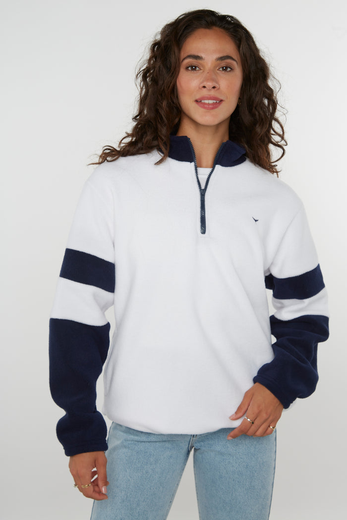 Weybourne Unisex Fleece Quarter Zip - White - Whale Of A Time Clothing