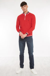 Oxburgh Quarter Zip Jumper - Red - Whale Of A Time Clothing