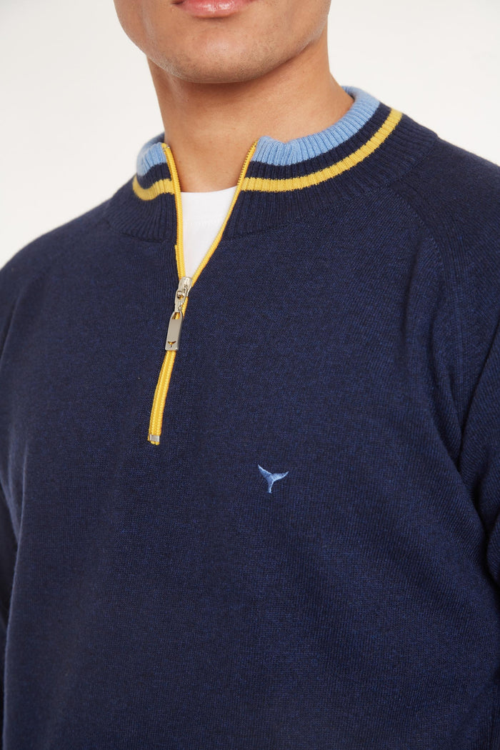 Oxburgh Quarter Zip Jumper - Navy - Whale Of A Time Clothing