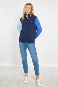 Arnoux Unisex Quarter Zip Sweatshirt - Blue - Whale Of A Time Clothing