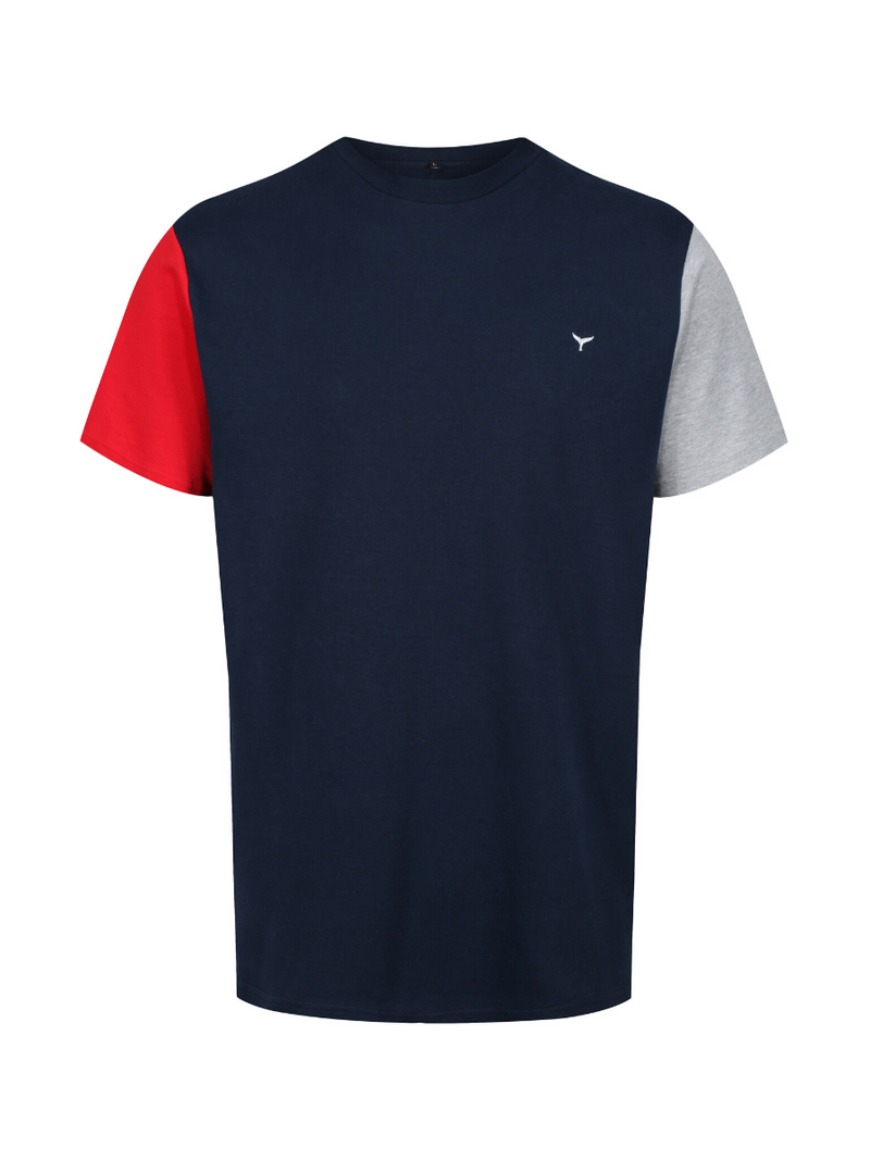 Men's Stiffkey T-Shirt - Navy/Red/Grey - Whale Of A Time Clothing