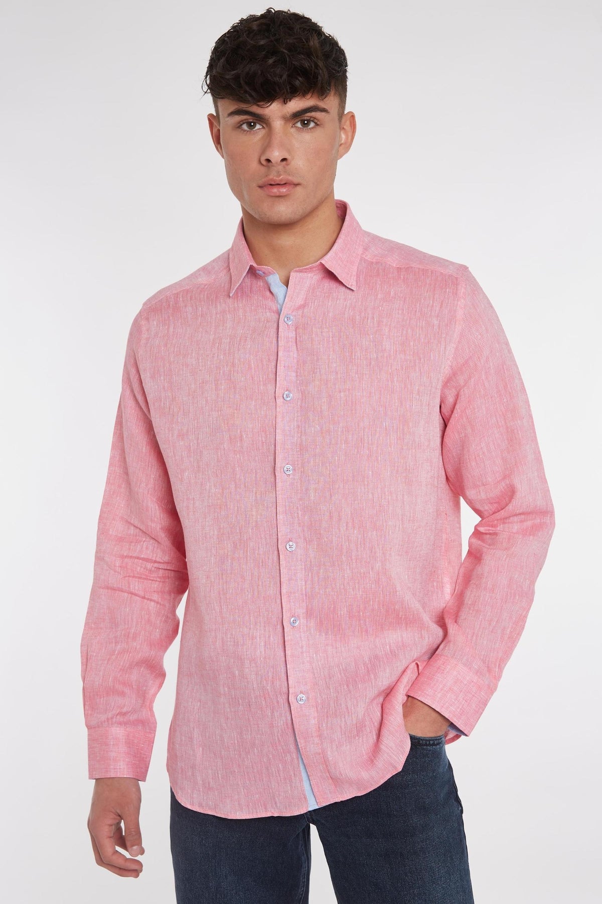 Oakham Linen Shirt - Red - Whale Of A Time Clothing