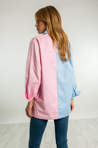 Falmouth Unisex Deck Shirt - Blue & Pink - Whale Of A Time Clothing