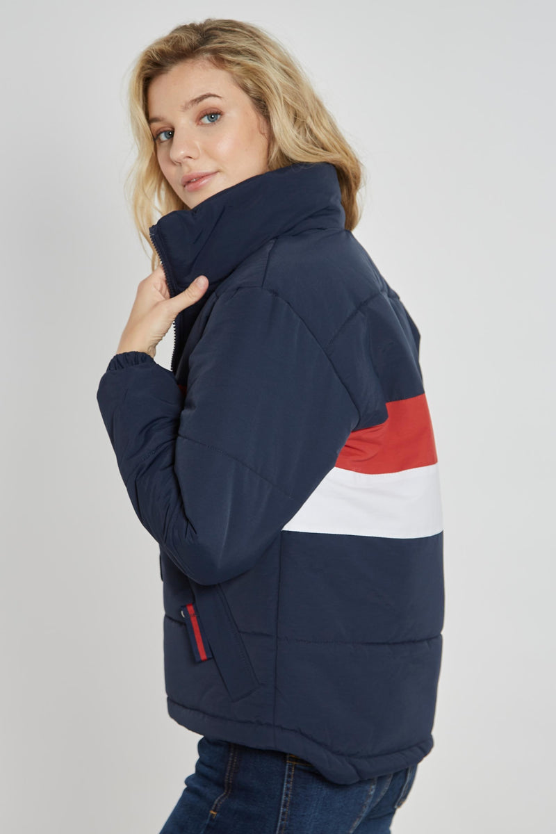 Penzance Unisex Puffer Jacket - Navy - Whale Of A Time Clothing