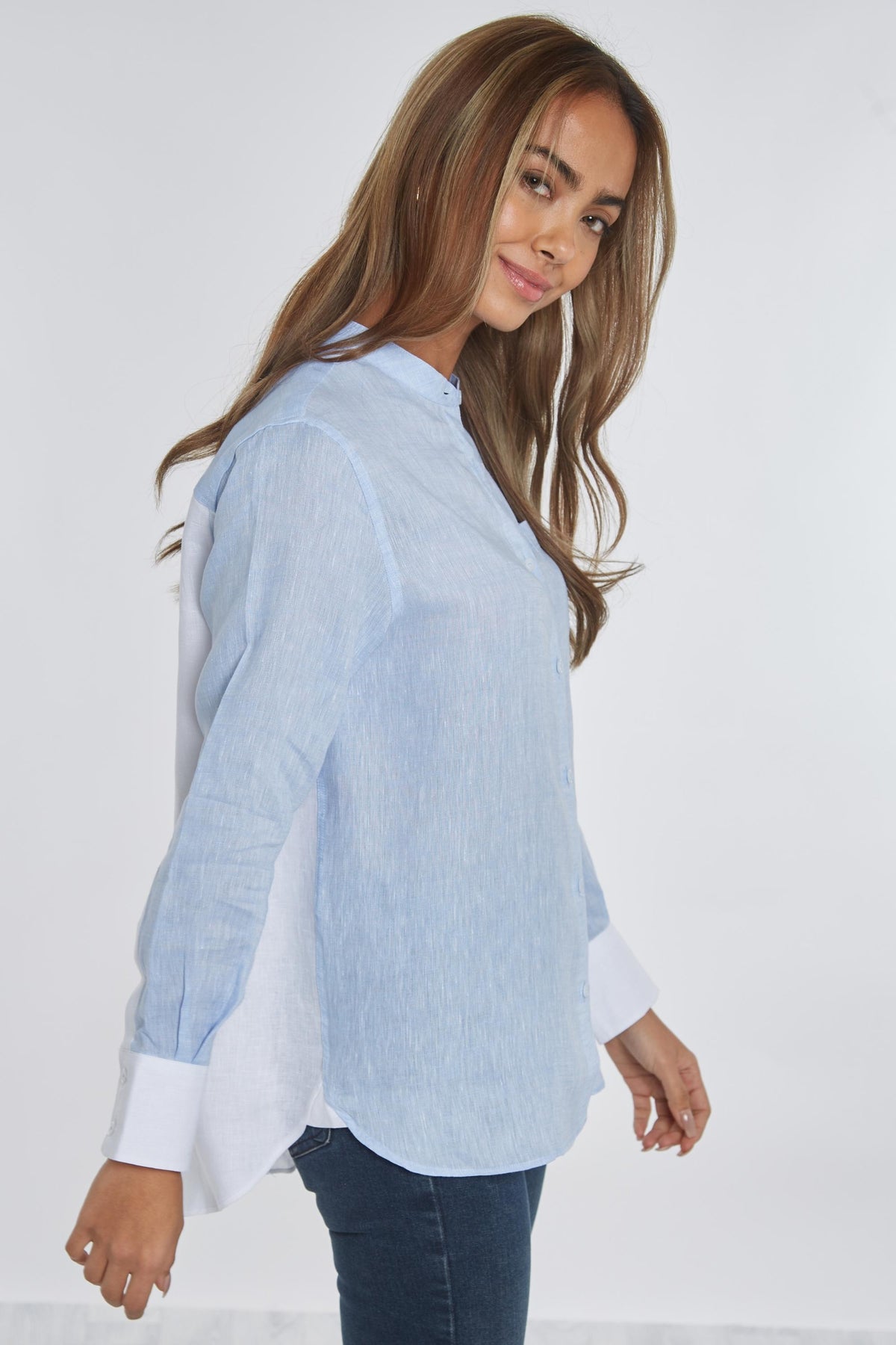 Stamford Linen Shirt - Blue/White - Whale Of A Time Clothing