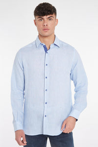 Oakham Linen Shirt - Blue - Whale Of A Time Clothing