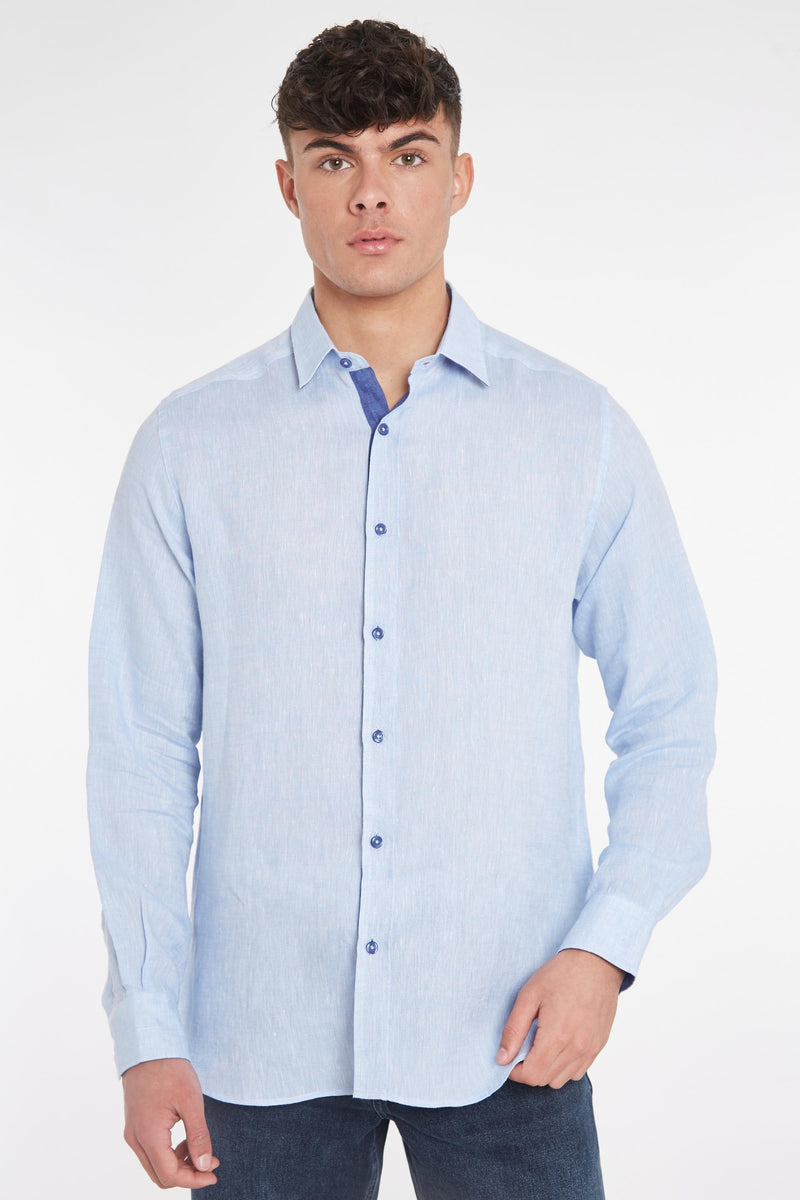 Oakham Linen Shirt - Blue - Whale Of A Time Clothing