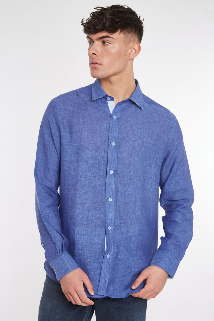 Oakham Linen Shirt - Navy - Whale Of A Time Clothing