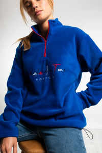 Basics Unisex Fleece Quarter Zip - Cobalt Blue - Whale Of A Time Clothing
