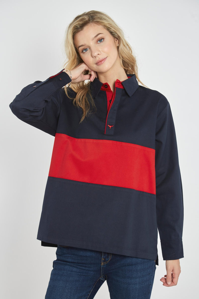 Padstow Unisex Deck Shirt - Navy - Whale Of A Time Clothing