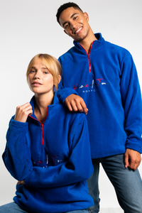 Basics Unisex Fleece Quarter Zip - Cobalt Blue - Whale Of A Time Clothing