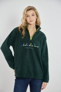 Basics Unisex Fleece Quarter Zip - Green - Whale Of A Time Clothing