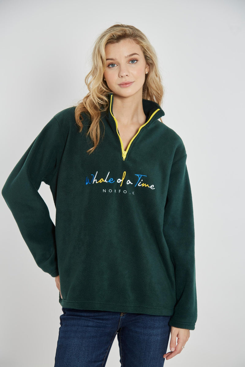 Basics Unisex Fleece Quarter Zip - Green - Whale Of A Time Clothing